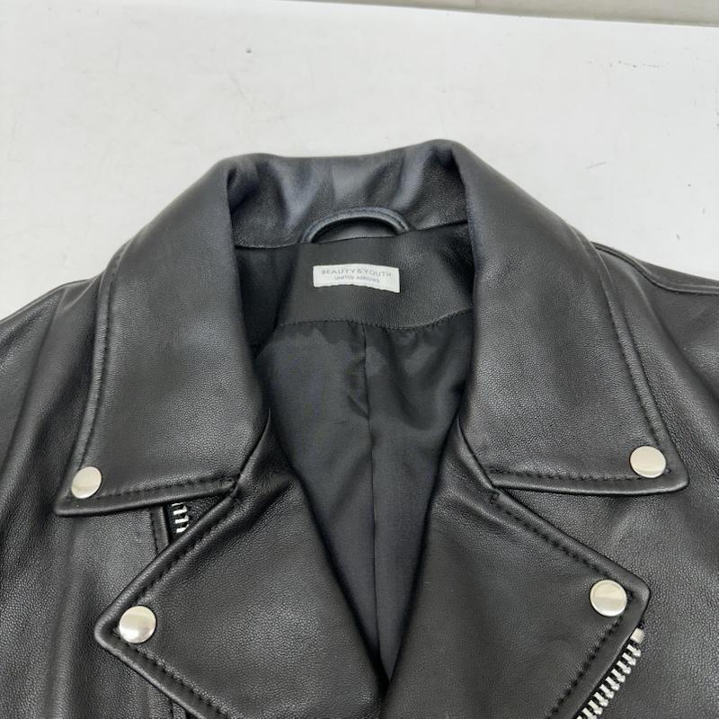 ビューティアンドユースユナイテッドアローズ BEAUTY&YOUTH UNITED ARROWS ジャケット、上着 レザージャケット 羊革 ダブル ライダース ジャケット 1225-199-9373 M 黒 / ブラック / black メンズ USED 古着 中古 50159174