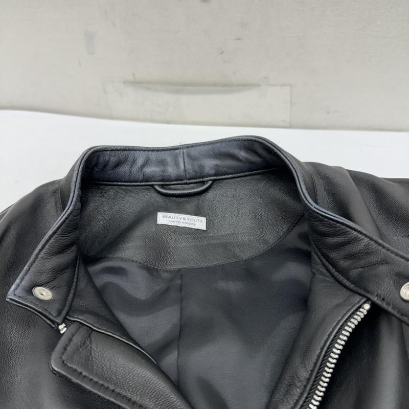 ビューティアンドユースユナイテッドアローズ BEAUTY&YOUTH UNITED ARROWS ジャケット、上着 ライダース 羊革 シングル ライダース レザ－ ジャケット 1225-199-9246 M 黒 / ブラック / black メンズ USED 古着 中古 50159175