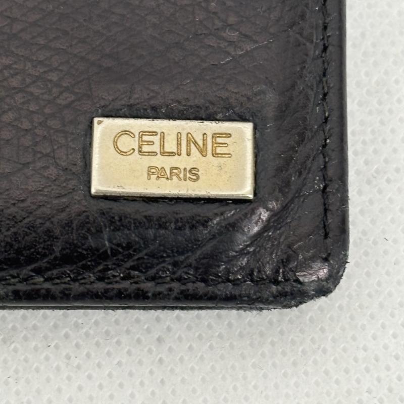 セリーヌ CELINE 財布 二つ折り 二つ折り 財布 P-05-2 黒 / ブラック / black メンズ USED 古着 中古 50159213