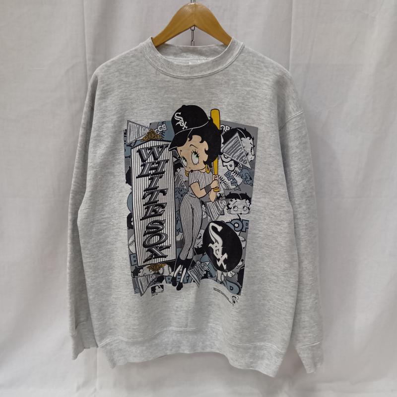 ＵＳフルギ US古着 トレーナー 長袖 90s TULTEX USA製 BETTY BOOP whitesox baseball スウェット グレー L L プリント 灰 / グレー / gray メンズ USED 古着 中古 50159218