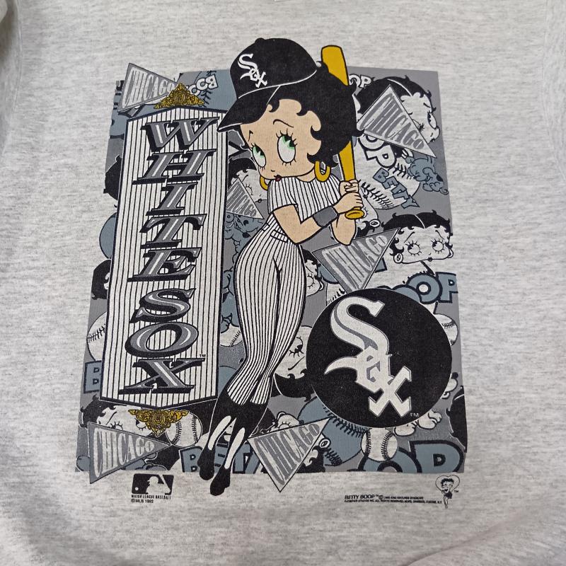 ＵＳフルギ US古着 トレーナー 長袖 90s TULTEX USA製 BETTY BOOP whitesox baseball スウェット グレー L L プリント 灰 / グレー / gray メンズ USED 古着 中古 50159218