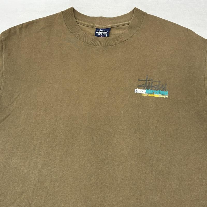 ステューシー STUSSY Tシャツ 半袖 90s USA製 紺タグ 両面 プリント クルーネック Tシャツ シングルステッチ オールド ヴィンテージ M メンズ USED 古着 中古 50159227