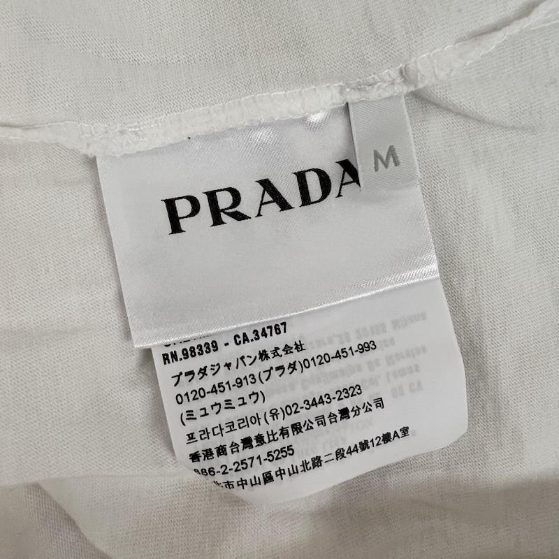 プラダ PRADA Tシャツ 半袖 ロゴ Vネック Tシャツ UJN748 M 白 / ホワイト / white メンズ USED 古着 中古 50159230