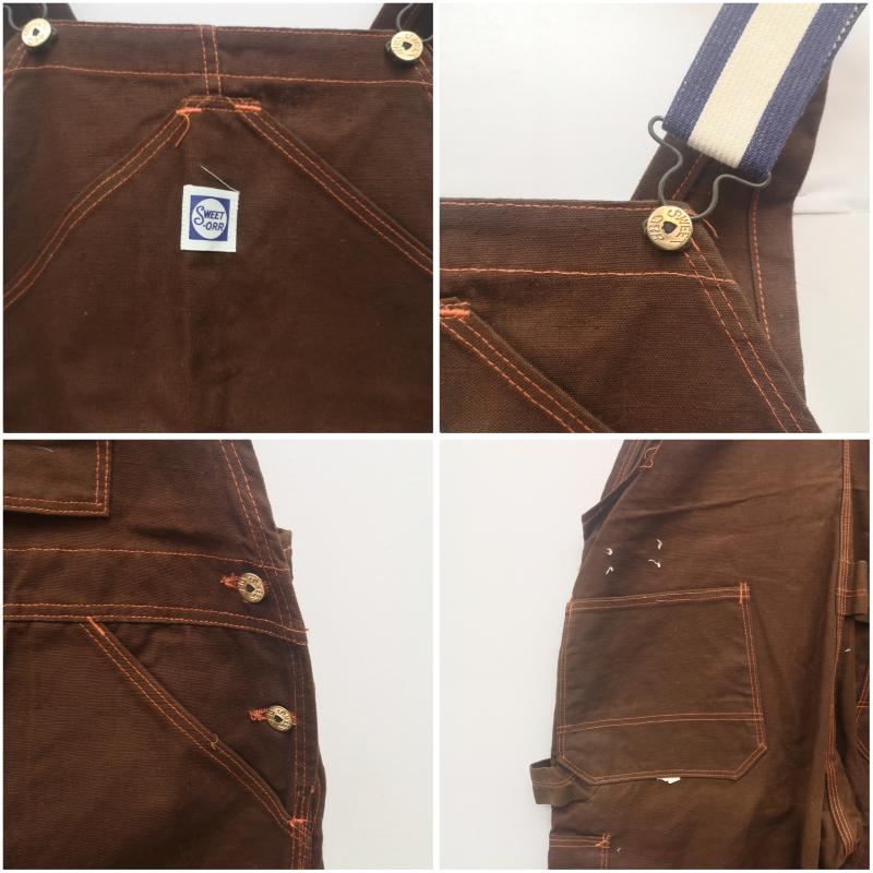 ヴィンテージ VINTAGE サロペット・オーバーオール サロペット、オーバーオール 40s SWEET ORR ブラウンダック ダブルニー オーバーオール ノンウォッシュ 茶 / ブラウン / brown メンズ USED 古着 中古 50159274