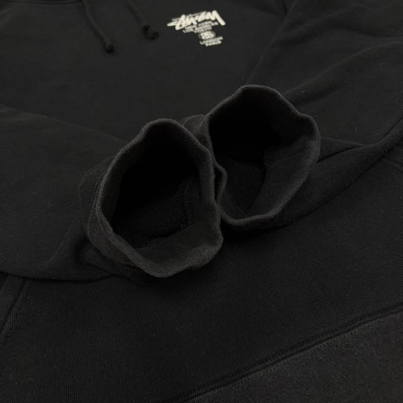 ステューシー STUSSY パーカー 長袖 ワールドツアー スウェット フーディー ロゴ プリント パーカー USA製 S ロゴ、文字 X プリント 黒 / ブラック / black X 白 / ホワイト / white メンズ USED 古着 中古 50159275