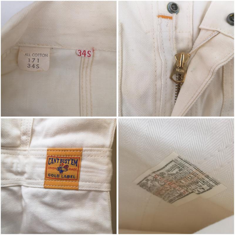 ヴィンテージ VINTAGE サロペット・オーバーオール サロペット、オーバーオール 50s CAN’T BUST EM ジャンプスーツ つなぎ オールインワン ノンオッシュ 34 白 / ホワイト / white メンズ USED 古着 中古 50159293