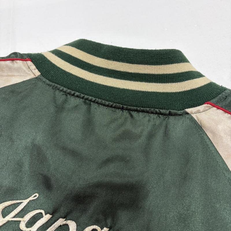 古着 USED ジャケット、上着 ジャンパー、ブルゾン Japanese Traditional ジャパニーズトラディショナル スカジャン サテン 刺繍 横須賀 ヴィンテージ 風神 雷神 L 刺繍 緑 / グリーン / green X マルチカラー / マルチカラー / multicolor メンズ USED 古着 中古 50159294