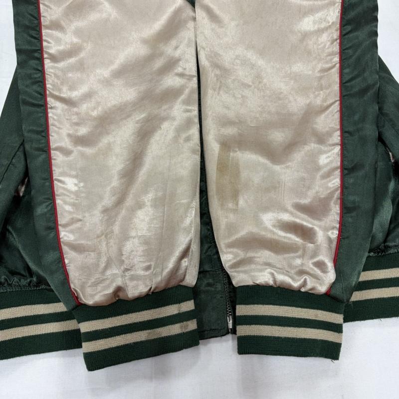 古着 USED ジャケット、上着 ジャンパー、ブルゾン Japanese Traditional ジャパニーズトラディショナル スカジャン サテン 刺繍 横須賀 ヴィンテージ 風神 雷神 L 刺繍 緑 / グリーン / green X マルチカラー / マルチカラー / multicolor メンズ USED 古着 中古 50159294