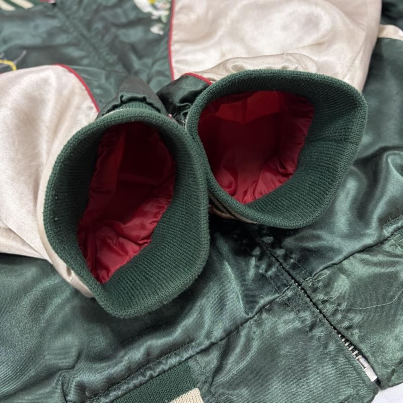 古着 USED ジャケット、上着 ジャンパー、ブルゾン Japanese Traditional ジャパニーズトラディショナル スカジャン サテン 刺繍 横須賀 ヴィンテージ 風神 雷神 L 刺繍 緑 / グリーン / green X マルチカラー / マルチカラー / multicolor メンズ USED 古着 中古 50159294