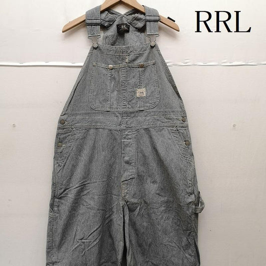 ダブルアールエル RRL サロペット・オーバーオール サロペット、オーバーオール 三つ星タグ ヒッコリー オーバーオール USA製 34 白 / ホワイト / white X インディゴ / インディゴ / Indigo メンズ USED 古着 中古 50159295