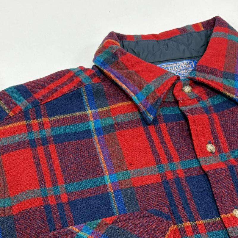 ペンドルトン PENDLETON シャツ、ブラウス 長袖 70s ウール チェック シャツ USA製 ヴィンテージ L チェック 赤 / レッド / red X 紺 / ネイビー / navy メンズ USED 古着 中古 50159298