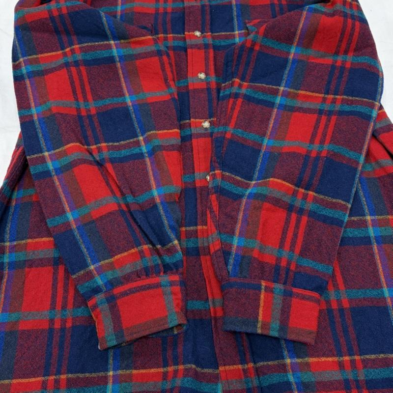 ペンドルトン PENDLETON シャツ、ブラウス 長袖 70s ウール チェック シャツ USA製 ヴィンテージ L チェック 赤 / レッド / red X 紺 / ネイビー / navy メンズ USED 古着 中古 50159298
