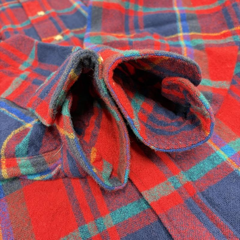 ペンドルトン PENDLETON シャツ、ブラウス 長袖 70s ウール チェック シャツ USA製 ヴィンテージ L チェック 赤 / レッド / red X 紺 / ネイビー / navy メンズ USED 古着 中古 50159298