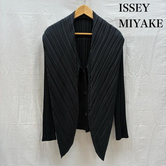 イッセイミヤケ ISSEY MIYAKE カーディガン 長袖 変形 ツートン プリーツ カーディガン IM21FD111 2 レディース USED 古着 中古 50159312