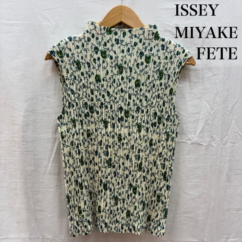 イッセイミヤケ ISSEY MIYAKE カットソー 半袖 FETE フラワー プリント ノースリーブ ハイネック プリーツ カットソー IF54FJ709 2 レディース USED 古着 中古 50159314