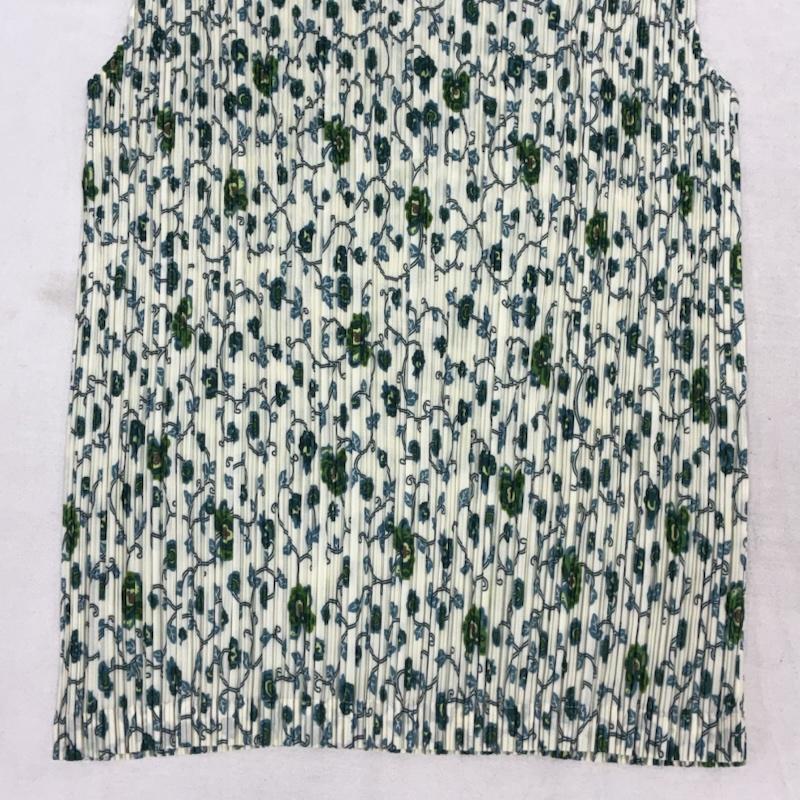 イッセイミヤケ ISSEY MIYAKE カットソー 半袖 FETE フラワー プリント ノースリーブ ハイネック プリーツ カットソー IF54FJ709 2 レディース USED 古着 中古 50159314