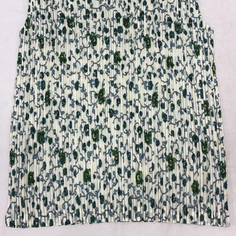 イッセイミヤケ ISSEY MIYAKE カットソー 半袖 FETE フラワー プリント ノースリーブ ハイネック プリーツ カットソー IF54FJ709 2 レディース USED 古着 中古 50159314