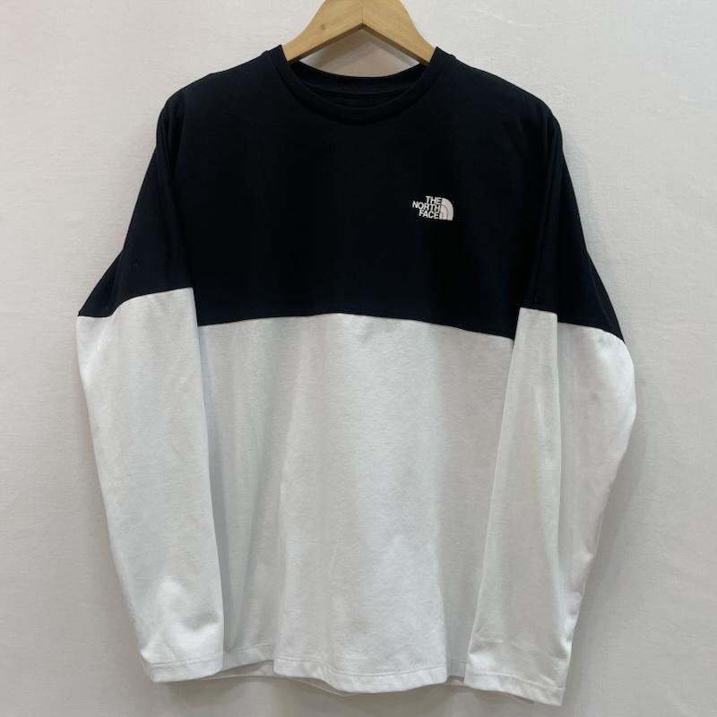 ザノースフェイス THE NORTH FACE Tシャツ 長袖 NT82384 バイカラー ロゴ 長袖 Tシャツ ロンT S 無地 X ロゴ、文字 白 / ホワイト / white X 黒 / ブラック / black メンズ USED 古着 中古 50159324