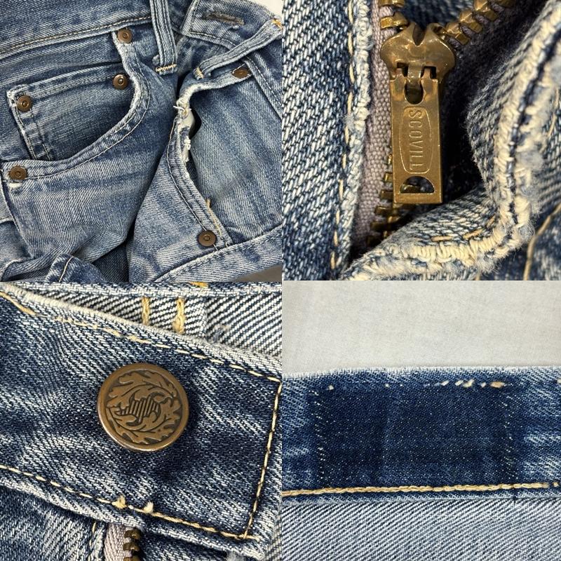 ヴィンテージ VINTAGE パンツ デニム、ジーンズ リーフボタン SCOVILL スコビル ジップ 内股シングル 脇割 デニム パンツ - メンズ USED 古着 中古 50159328