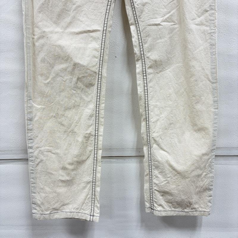 ヴィヴィアンウエストウッド Vivienne Westwood パンツ ワークパンツ、ペインターパンツ ANGLOMANIA アングロマニア 生成り色 ステッチ ストレート パンツ ボタンフライ 28インチ 無地 ナチュラル / ナチュラル / X 黒 / ブラック / black レディース USED 古着 中古 50159337