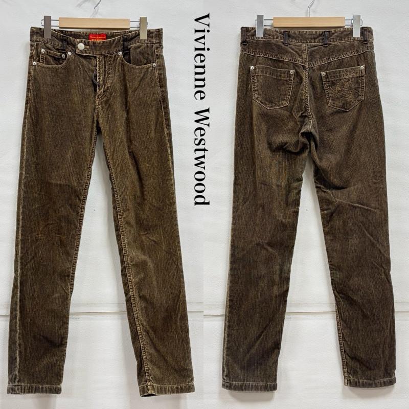 ヴィヴィアン ウエストウッド レッドレーベル Vivienne Westwood red label パンツ ワークパンツ、ペインターパンツ オーブ 刺繍 コーデュロイ パンツ ジッパーフライ 3 ロゴ、文字 X 刺繍 茶 / ブラウン / brown X ベージュ / ベージュ / beige レディース USED 古着 中古 50159339