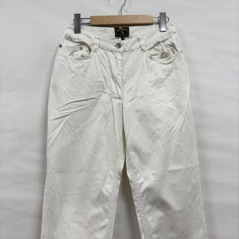 ヴィヴィアンウエストウッド Vivienne Westwood パンツ ワークパンツ、ペインターパンツ ANGLOMANIA アングロマニア ストレートパンツ レザー パッチ ロゴ イタリア製 ジッパーフライ LAMPOジップ 28インチ ロゴ、文字 X プリント 白 / ホワイト / white X 黒 / ブラック / black X 橙 / オレンジ / orange レディース USED 古着 中古 50159342