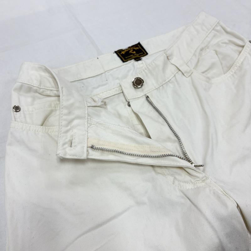 ヴィヴィアンウエストウッド Vivienne Westwood パンツ ワークパンツ、ペインターパンツ ANGLOMANIA アングロマニア ストレートパンツ レザー パッチ ロゴ イタリア製 ジッパーフライ LAMPOジップ 28インチ ロゴ、文字 X プリント 白 / ホワイト / white X 黒 / ブラック / black X 橙 / オレンジ / orange レディース USED 古着 中古 50159342