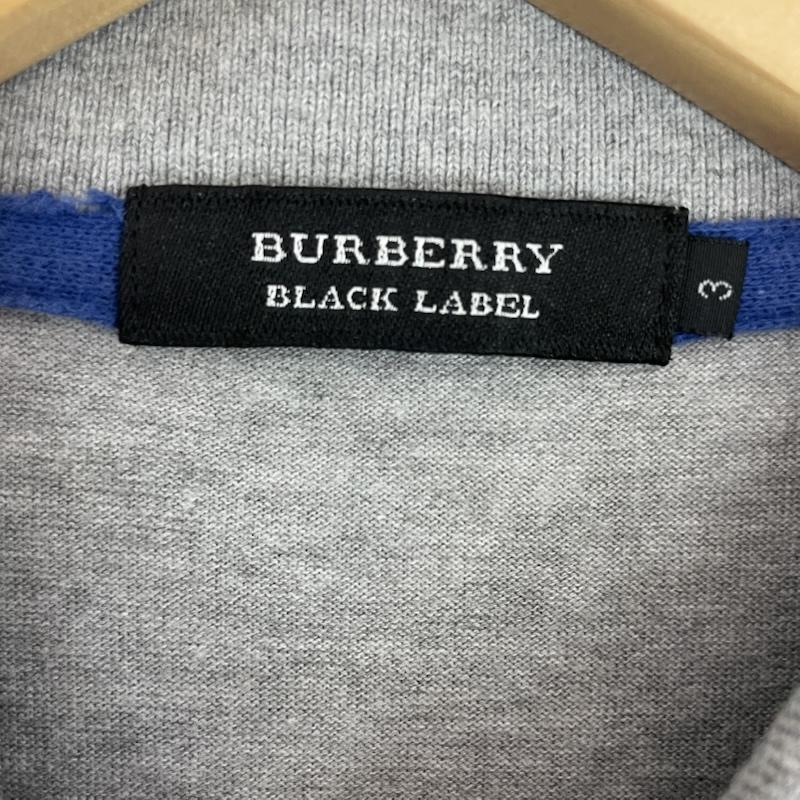 バーバリーブラックレーベル BURBERRY BLACK LABEL ポロシャツ 半袖 ロゴ 刺繍 ボーダー ポロシャツ 3 ボーダー柄 灰 / グレー / gray X 白 / ホワイト / white X 青 / ブルー / blue メンズ USED 古着 中古 50159351