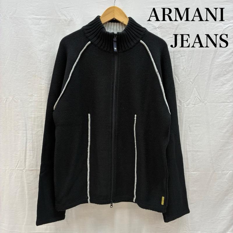 アルマーニ ジーンズ ARMANI JEANS カーディガン 長袖 ダブルジップ ドライバーズ ニット カーディガン XXL メンズ USED 古着 中古 50159355
