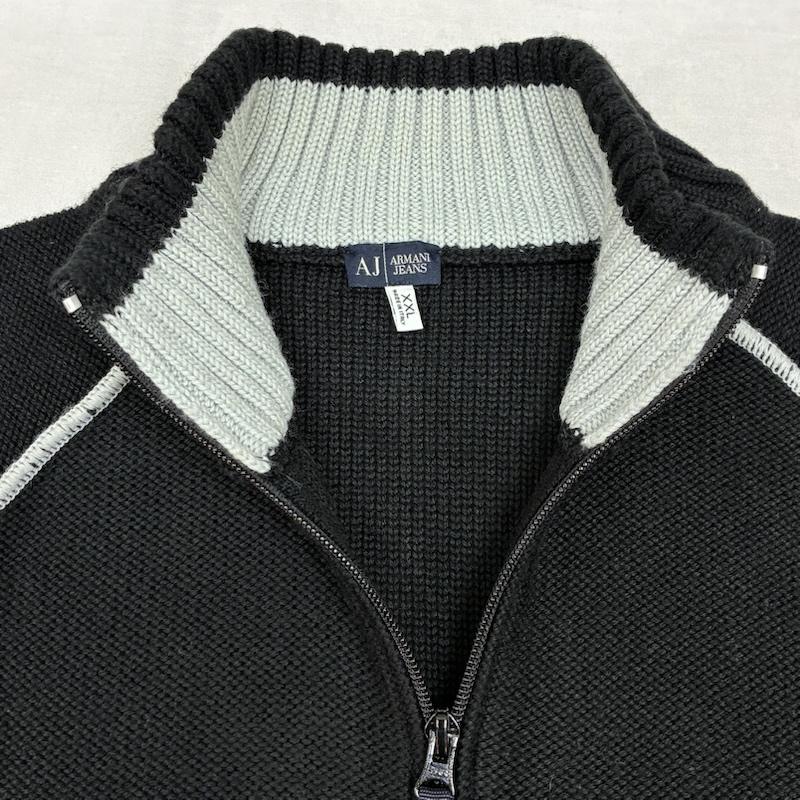 アルマーニ ジーンズ ARMANI JEANS カーディガン 長袖 ダブルジップ ドライバーズ ニット カーディガン XXL メンズ USED 古着 中古 50159355