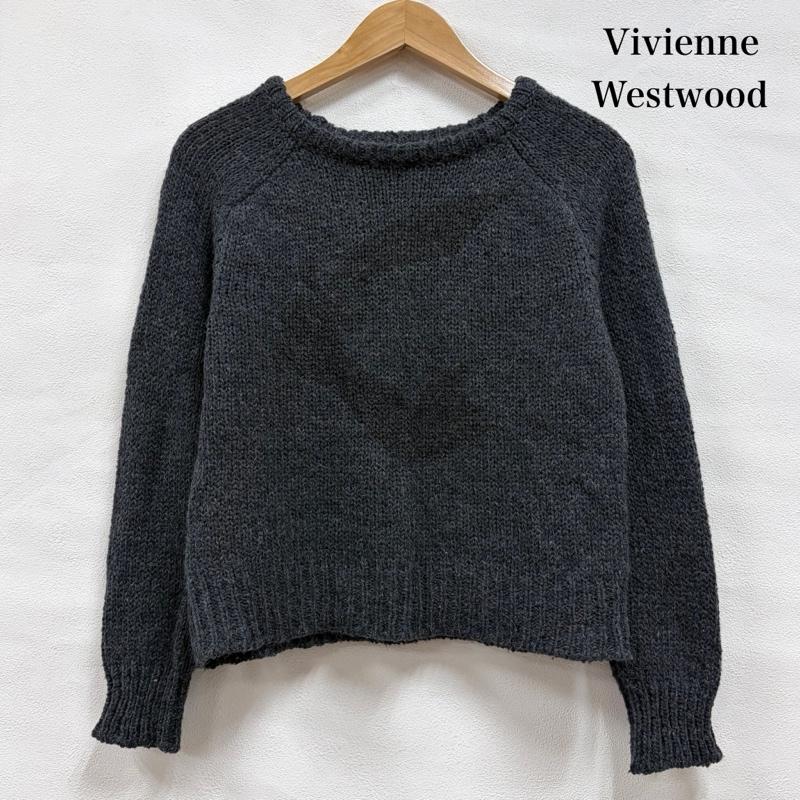 ヴィヴィアンウエストウッド Vivienne Westwood ニット、セーター 長袖 ANGLOMANIA アングロマニア 長袖 ニット セーター ラグランスリーブ ウール イタリア製 S ロゴ、文字 灰 / グレー / gray レディース USED 古着 中古 50159366