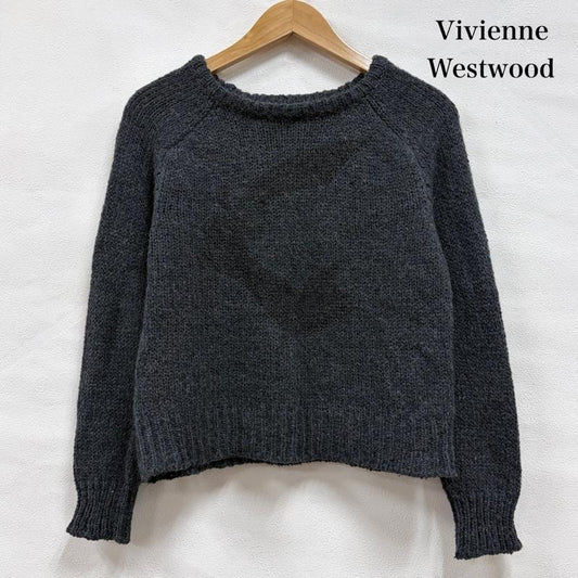 ヴィヴィアンウエストウッド Vivienne Westwood ニット、セーター 長袖 ANGLOMANIA アングロマニア 長袖 ニット セーター ラグランスリーブ ウール イタリア製 S ロゴ、文字 灰 / グレー / gray レディース USED 古着 中古 50159366