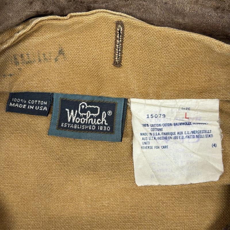 ウールリッチ WOOLRICH ジャケット、上着 ジャンパー、ブルゾン 90年代 ビンテージ USA製 レザーカラー ダック ハンティング ジャケット 90s VINTAGE L メンズ USED 古着 中古 50159370