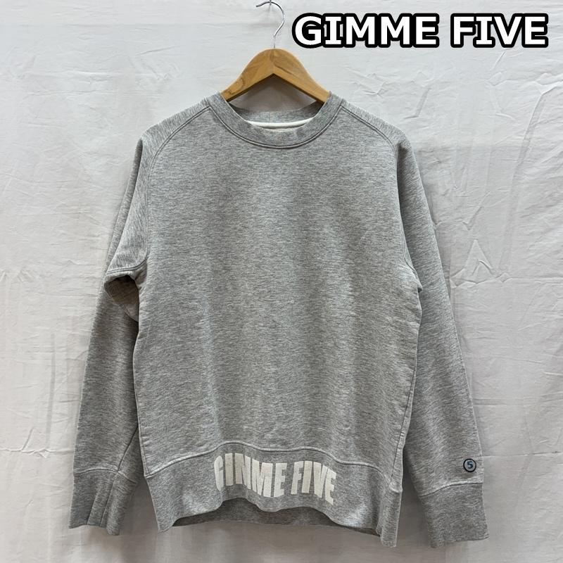 ギミーファイブ GIMME FIVE トレーナー 長袖 裾ロゴ プリント フリーダムスリーブ スウェット トレーナー 長袖 L 灰 / グレー / gray メンズ USED 古着 中古 50159374