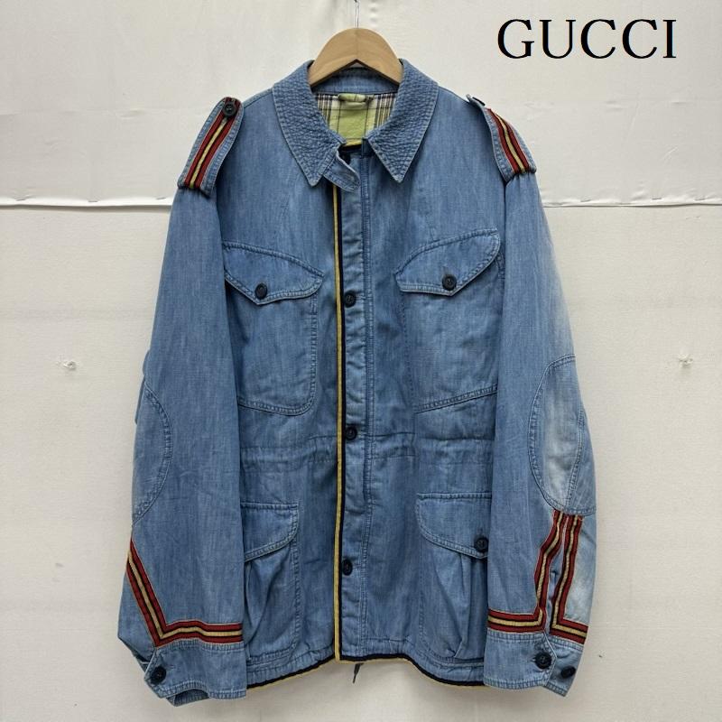 グッチ GUCCI ジャケット、上着 ジャンパー、ブルゾン デニム ミリタリー ジャケット 46 インディゴ / インディゴ / Indigo メンズ USED 古着 中古 50159403