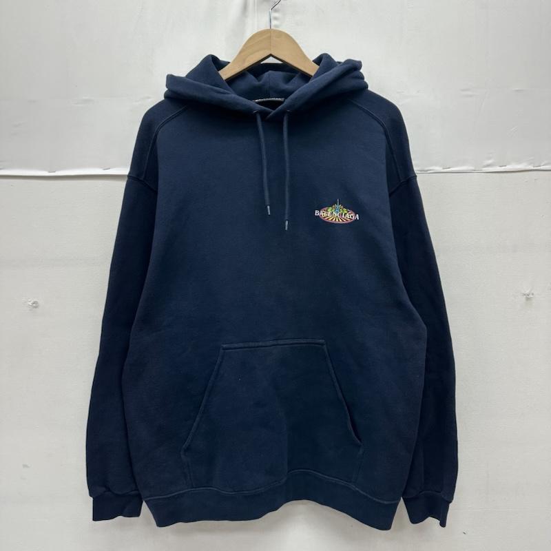 バレンシアガ BALENCIAGA パーカー 長袖 20SS Bonjour Bal Hoodie ロゴ プリント パーカー 600583 THV61 XS 紺 / ネイビー / navy メンズ USED 古着 中古 50159404
