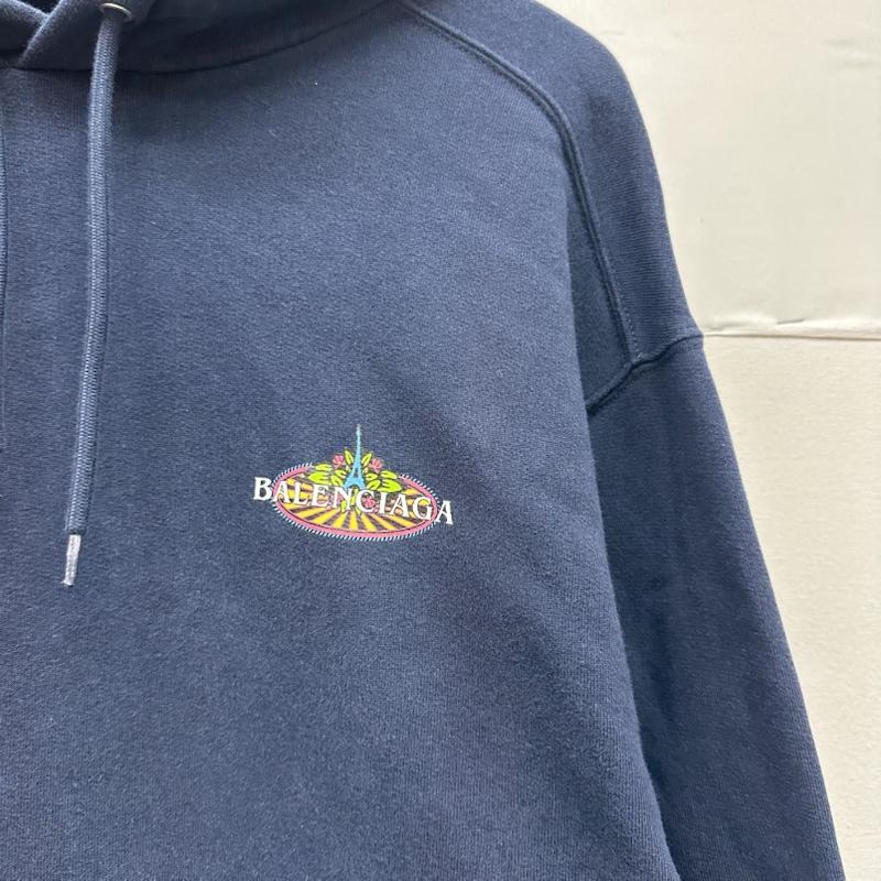 バレンシアガ BALENCIAGA パーカー 長袖 20SS Bonjour Bal Hoodie ロゴ プリント パーカー 600583 THV61 XS 紺 / ネイビー / navy メンズ USED 古着 中古 50159404