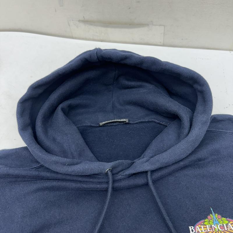 バレンシアガ BALENCIAGA パーカー 長袖 20SS Bonjour Bal Hoodie ロゴ プリント パーカー 600583 THV61 XS 紺 / ネイビー / navy メンズ USED 古着 中古 50159404