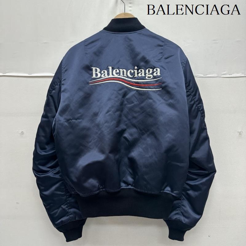 バレンシアガ BALENCIAGA ジャケット、上着 ジャンパー、ブルゾン キャンペーン ロゴ ボンバー ジャケット 516640 TSD23 34 紺 / ネイビー / navy メンズ USED 古着 中古 50159405