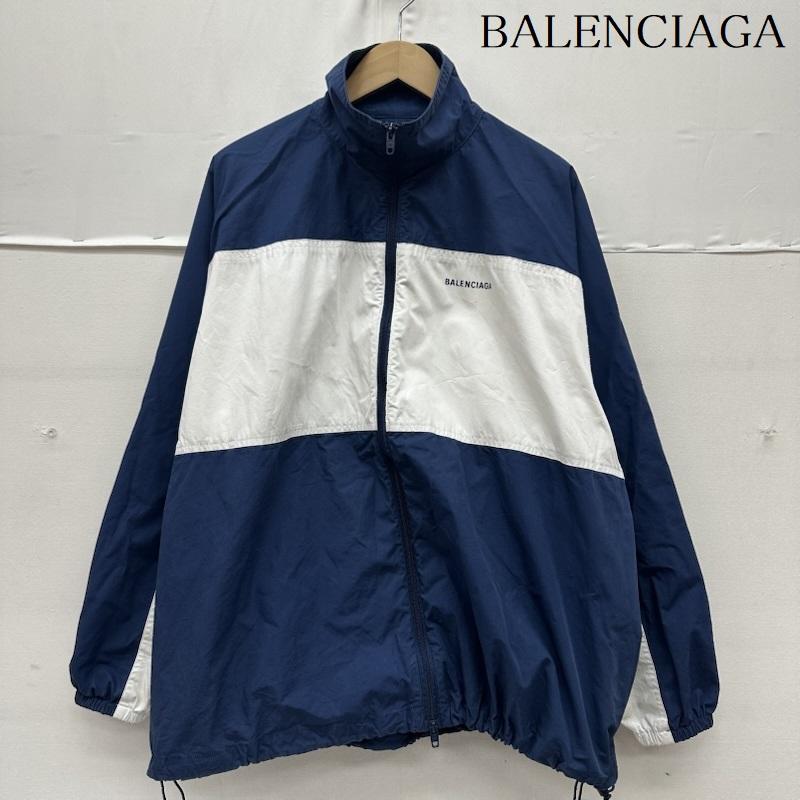 バレンシアガ BALENCIAGA ジャケット、上着 ジャンパー、ブルゾン 19AW ロゴ刺繍 ナイロン トラック ジャケット 571434 TYB18 44 紺 / ネイビー / navy X 白 / ホワイト / white メンズ USED 古着 中古 50159406