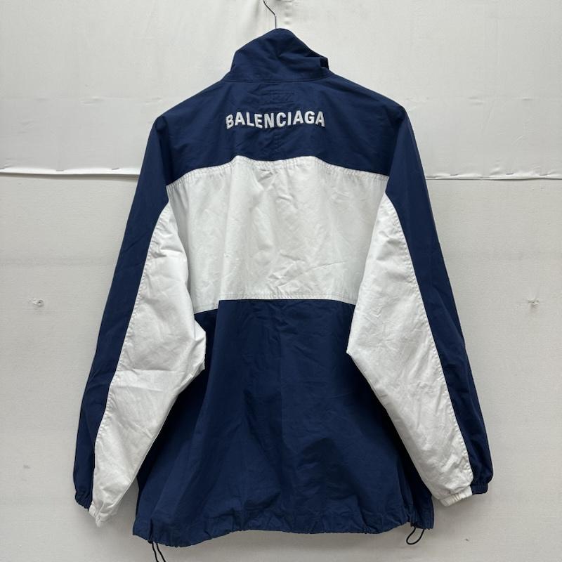 バレンシアガ BALENCIAGA ジャケット、上着 ジャンパー、ブルゾン 19AW ロゴ刺繍 ナイロン トラック ジャケット 571434 TYB18 44 紺 / ネイビー / navy X 白 / ホワイト / white メンズ USED 古着 中古 50159406