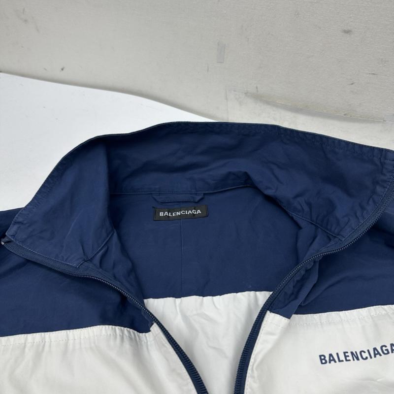 バレンシアガ BALENCIAGA ジャケット、上着 ジャンパー、ブルゾン 19AW ロゴ刺繍 ナイロン トラック ジャケット 571434 TYB18 44 紺 / ネイビー / navy X 白 / ホワイト / white メンズ USED 古着 中古 50159406