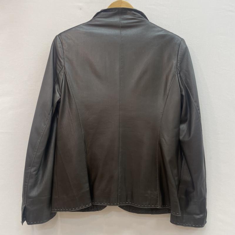 バルマン BALMAIN ジャケット、上着 レザージャケット ラムレザー テーラードジャケット 羊革 ラムスキン 11号 無地 ダークブラウン / ダークブラウン / レディース USED 古着 中古 50159411
