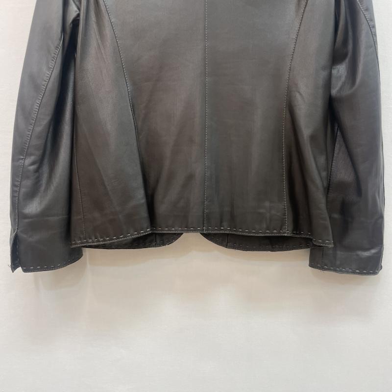 バルマン BALMAIN ジャケット、上着 レザージャケット ラムレザー テーラードジャケット 羊革 ラムスキン 11号 無地 ダークブラウン / ダークブラウン / レディース USED 古着 中古 50159411