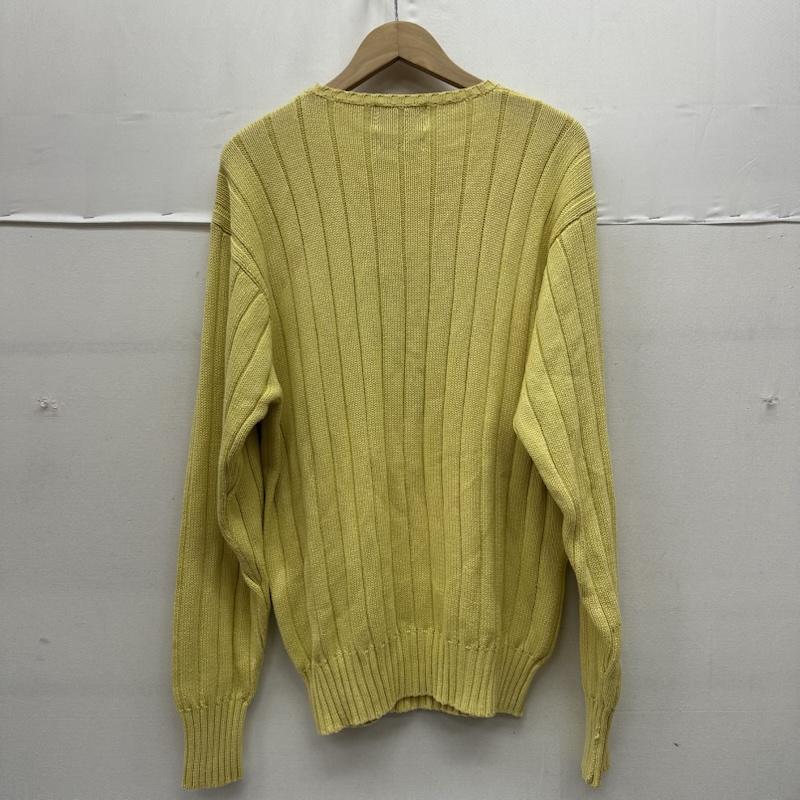 ダブルアールエル RRL ニット、セーター 長袖 90s 三つ星タグ RALPH LAUREN クルーネック リブ ニット L 黄 / イエロー / yellow メンズ USED 古着 中古 50159421