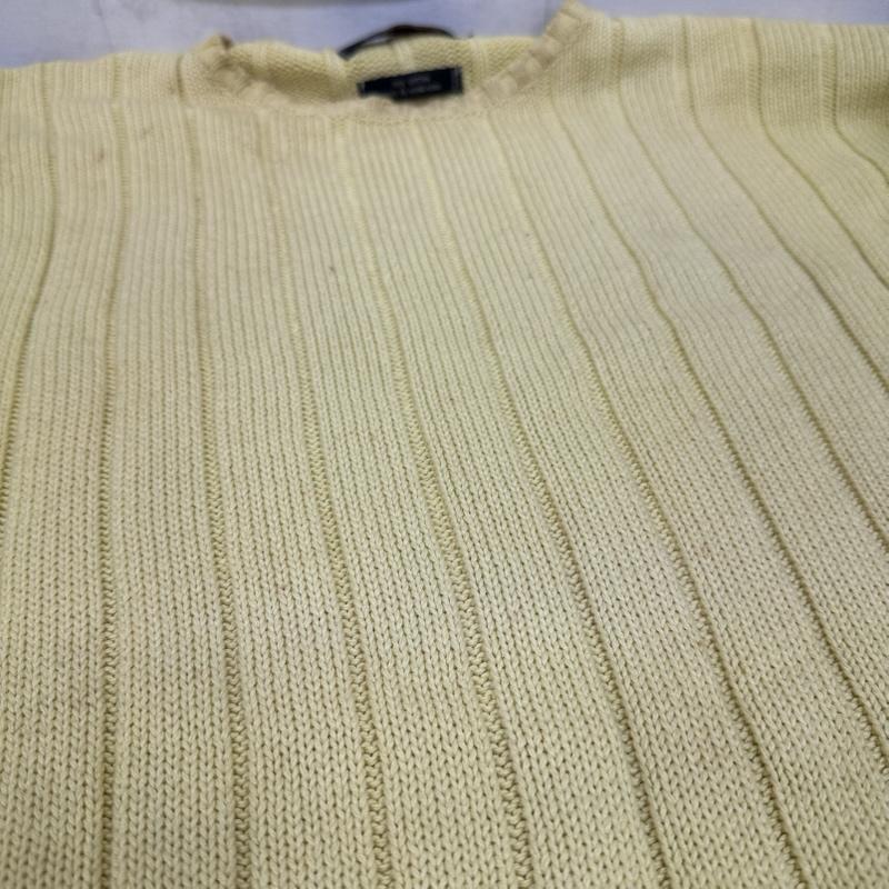 ダブルアールエル RRL ニット、セーター 長袖 90s 三つ星タグ RALPH LAUREN クルーネック リブ ニット L 黄 / イエロー / yellow メンズ USED 古着 中古 50159421