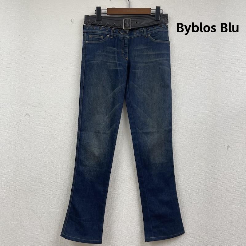 古着 USED パンツ デニム、ジーンズ Byblos Blu archive 編み上げ デザイン レザー ベルト デニム パンツ y2k 27インチ インディゴ / インディゴ / Indigo レディース USED 古着 中古 50159442