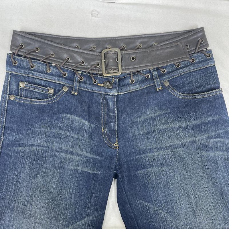 古着 USED パンツ デニム、ジーンズ Byblos Blu archive 編み上げ デザイン レザー ベルト デニム パンツ y2k 27インチ インディゴ / インディゴ / Indigo レディース USED 古着 中古 50159442