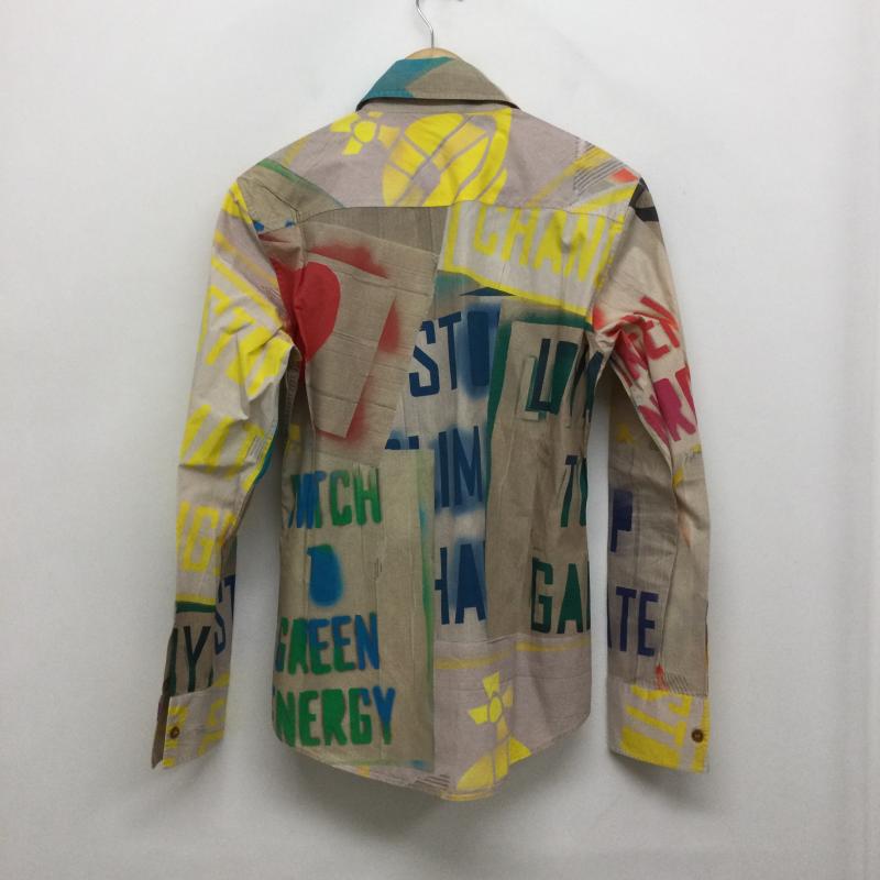 ヴィヴィアンウエストウッドマン Vivienne Westwood MAN シャツ、ブラウス 長袖 Vivienne Westwood MAN オジークラーク マニフェストプリント VW-WR-86413　総柄 44 総柄 ベージュ / ベージュ / beige メンズ USED 古着 中古 50159467