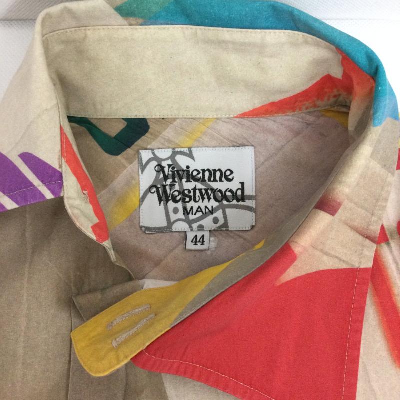 ヴィヴィアンウエストウッドマン Vivienne Westwood MAN シャツ、ブラウス 長袖 Vivienne Westwood MAN オジークラーク マニフェストプリント VW-WR-86413　総柄 44 総柄 ベージュ / ベージュ / beige メンズ USED 古着 中古 50159467